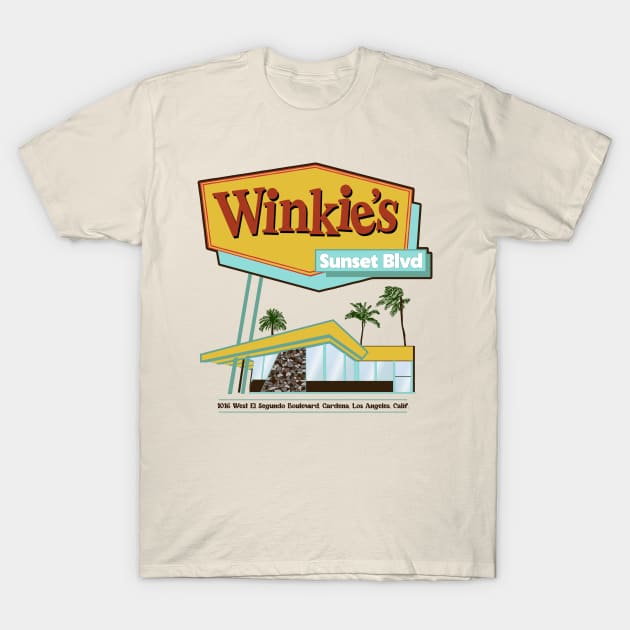 Winkies Restaurant / Mulholland Drive T-Shirt by darklordpug